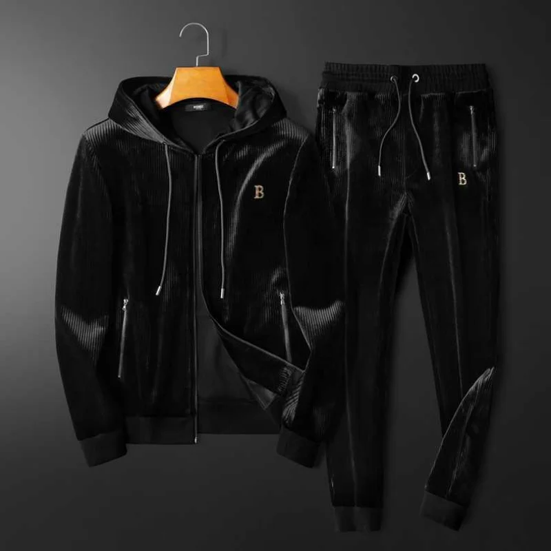 Men's Velvet Set - Luxury Hoodie Jacket and Pants