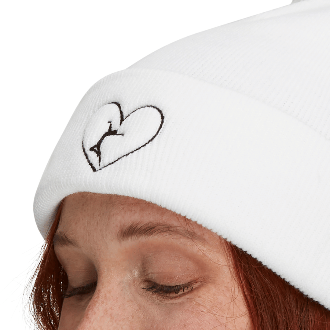 Hat with Heart Logo and Pom-Pom for Cold Days