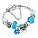 925 Silver Flower Design Charm Bracelet