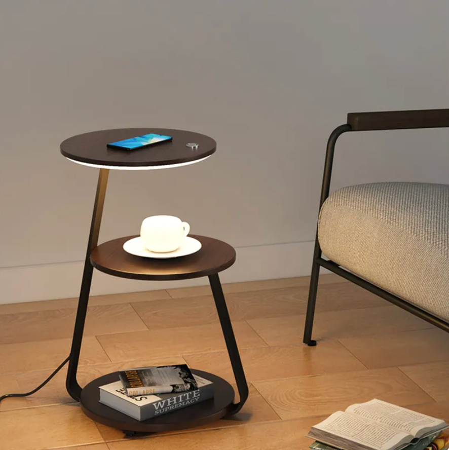 Multifunctional Table with LED Lamp and Wireless Charger