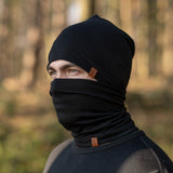 Merino Beanie and Gaiter Set for Men and Women, Black