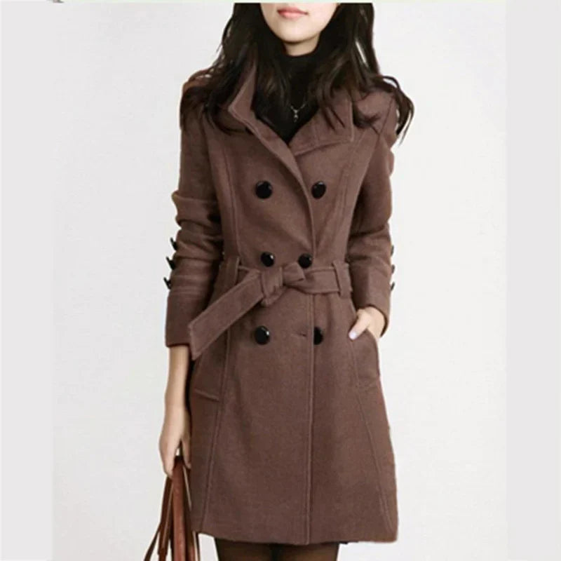 Elegant Coat with Adjustable Belt for Autumn and Winter