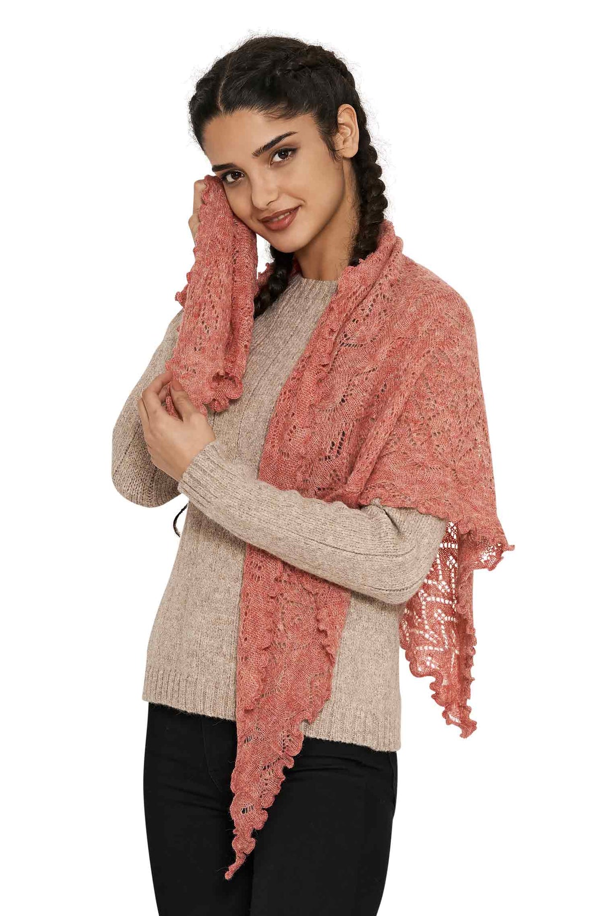 Lightweight Soft Knit Ajour Scarf