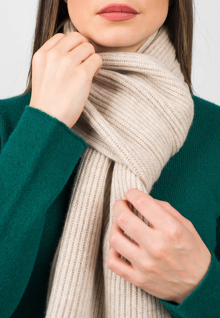 Ribbed Structure Scarf 100% Cashmere for Winter Style