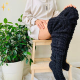 Long Woven Thigh High Socks with Romantic Braided Pattern for Winter