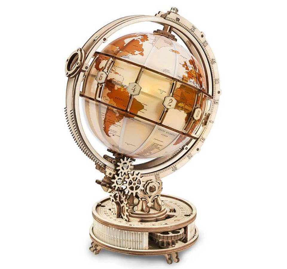 Illuminated Globe Night Light and 3D Wooden Puzzle