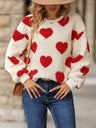 Women's Sweater with Heart Pattern - Comfortable and Stylish