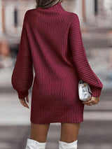 Knit Dress with Turtleneck for Cold Days