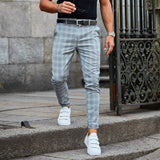 Elegant Tartan Pattern Chino Pants for Men