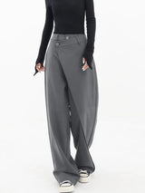 Asymmetrical Waist Women's Pants for a Slim Silhouette