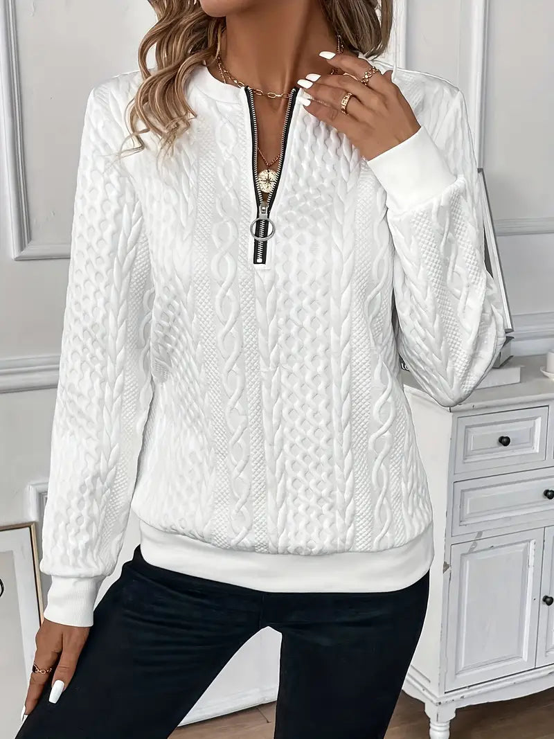 Elegant Zip-Up Pullover for Women in Luxury Fabric