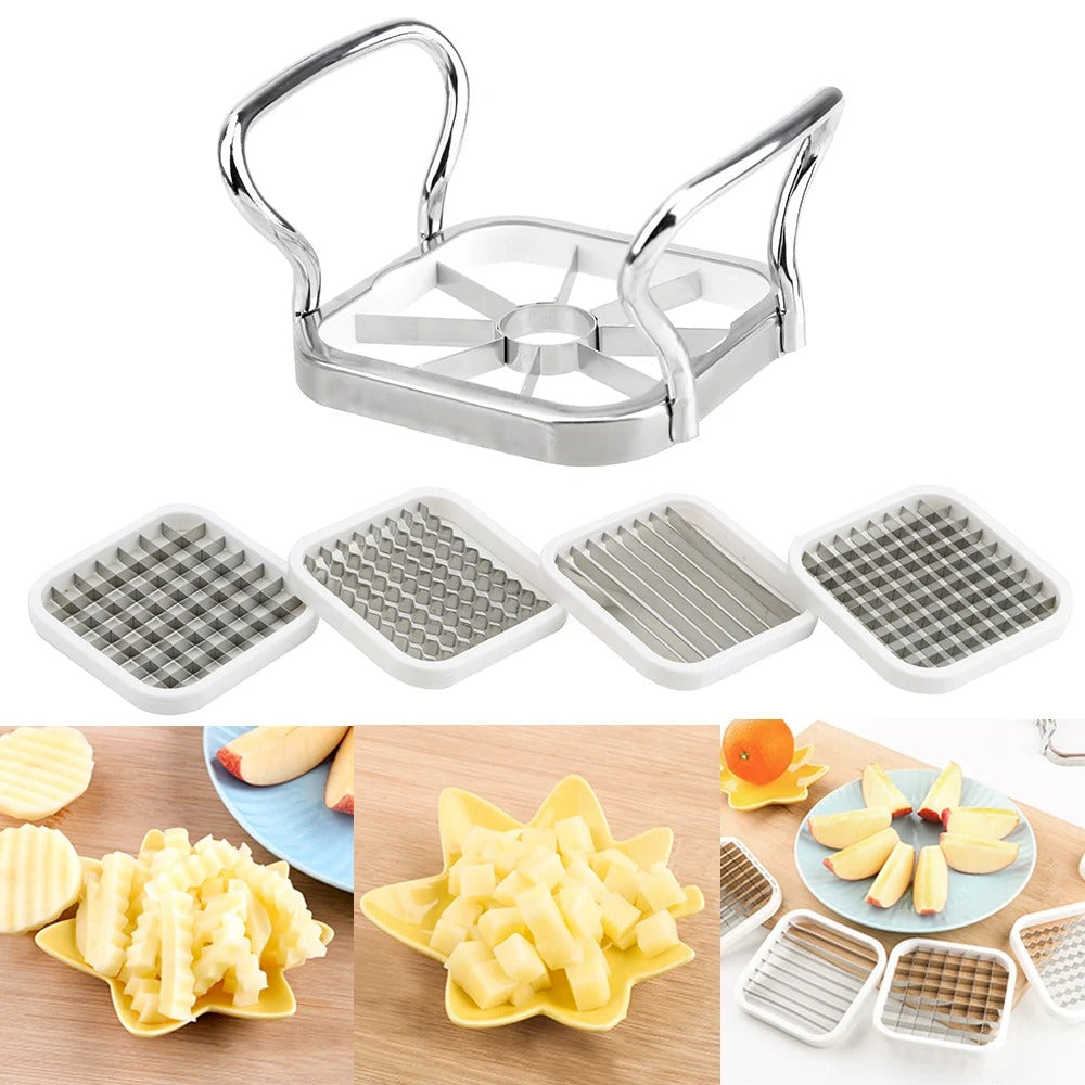 Stainless Steel 5-in-1 Vegetable Slicer with Ergonomic Handle and Interchangeable Blades