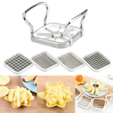 Stainless Steel 5-in-1 Vegetable Slicer with Ergonomic Handle and Interchangeable Blades