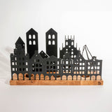 Münster City Silhouette Tealight Holder - Oak Wood and Metal Decoration