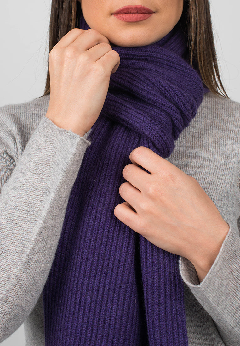 Ribbed Structure Scarf 100% Cashmere for Winter Style