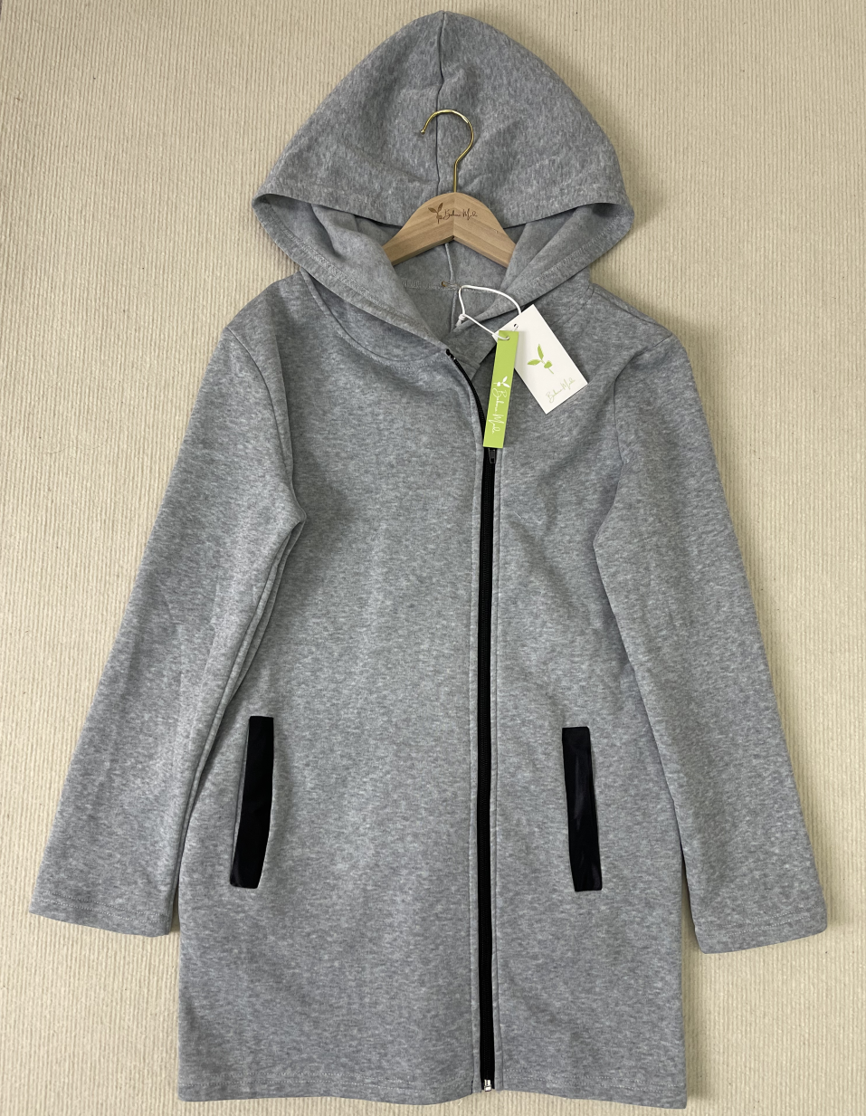 Comfortable Gray Hoodie with Long Sleeves and Hood