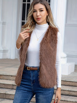 Sleeveless Faux Fur Vest for Women - Elegant Layering Option