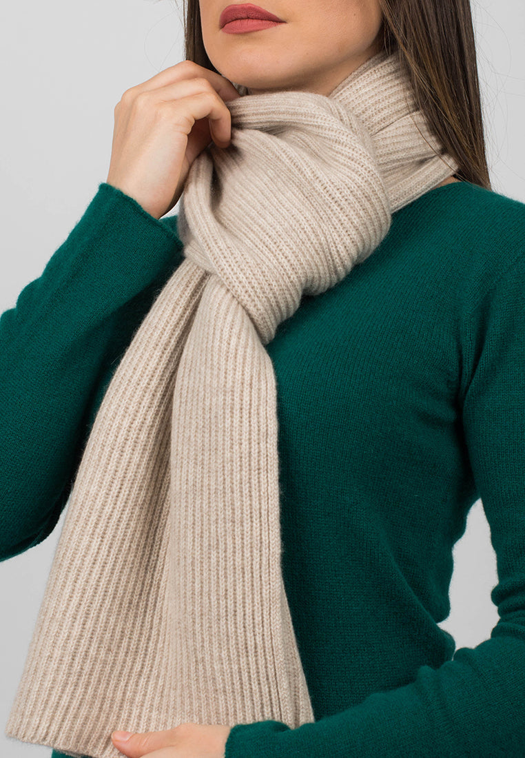 Ribbed Structure Scarf 100% Cashmere for Winter Style