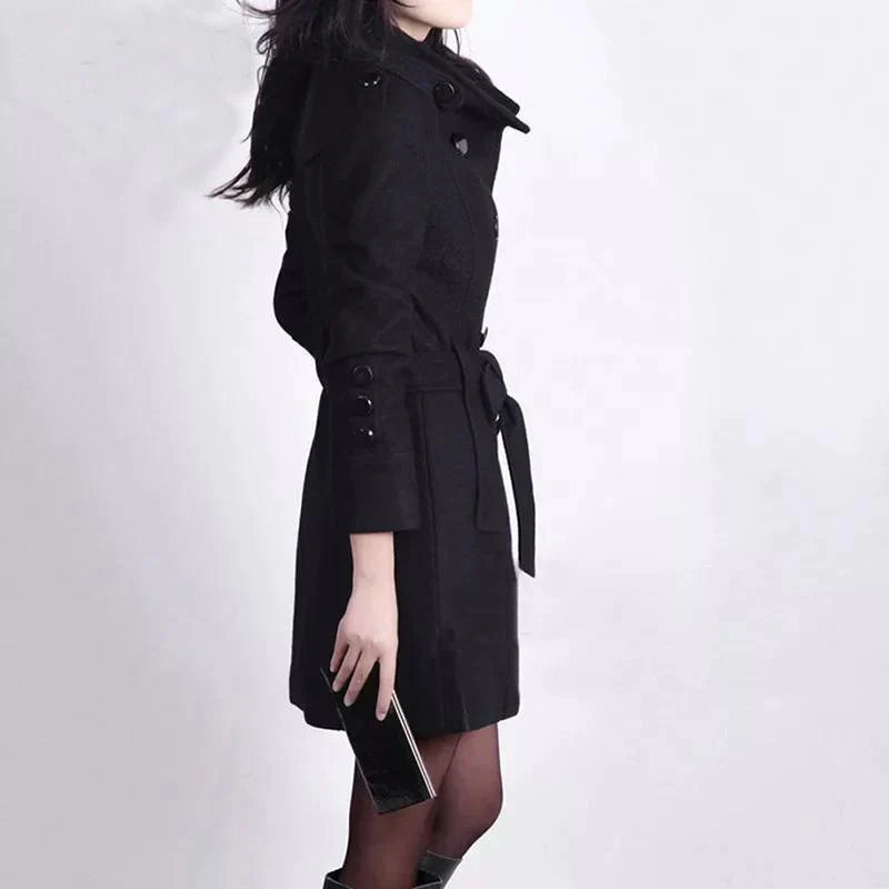 Elegant Coat with Adjustable Belt for Autumn and Winter