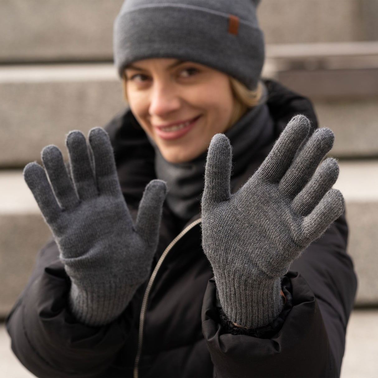 Warm Merino Wool Hat and Gloves Set for Women