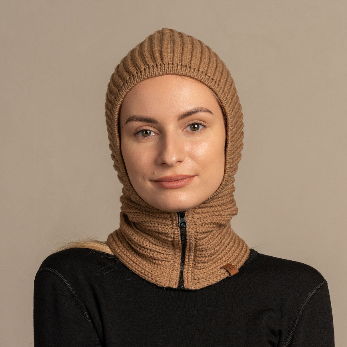 Women's Merino Wool Balaclava with Hood and Zipper