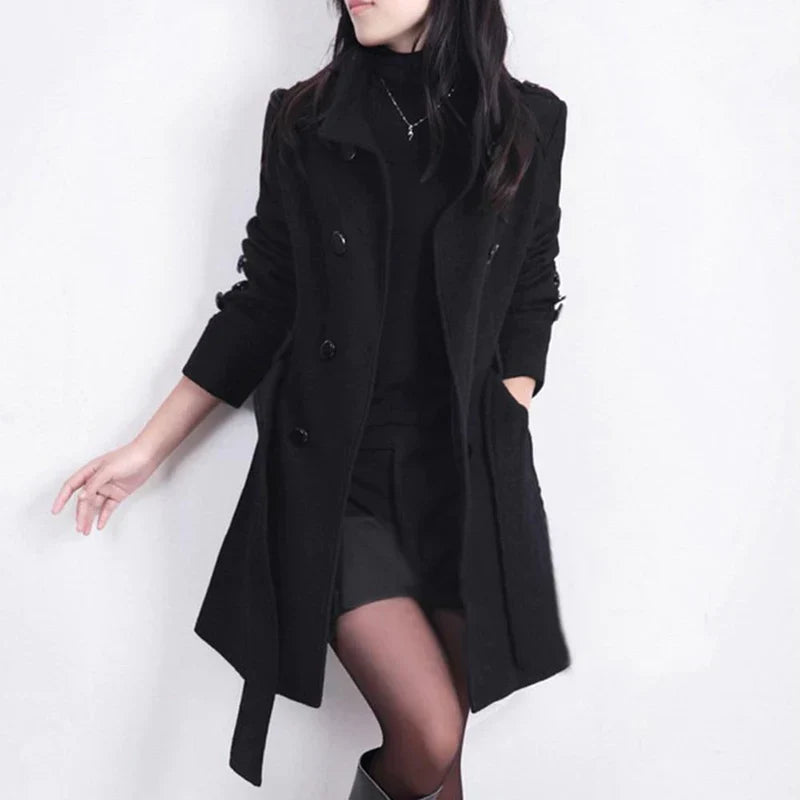 Elegant Coat with Adjustable Belt for Autumn and Winter