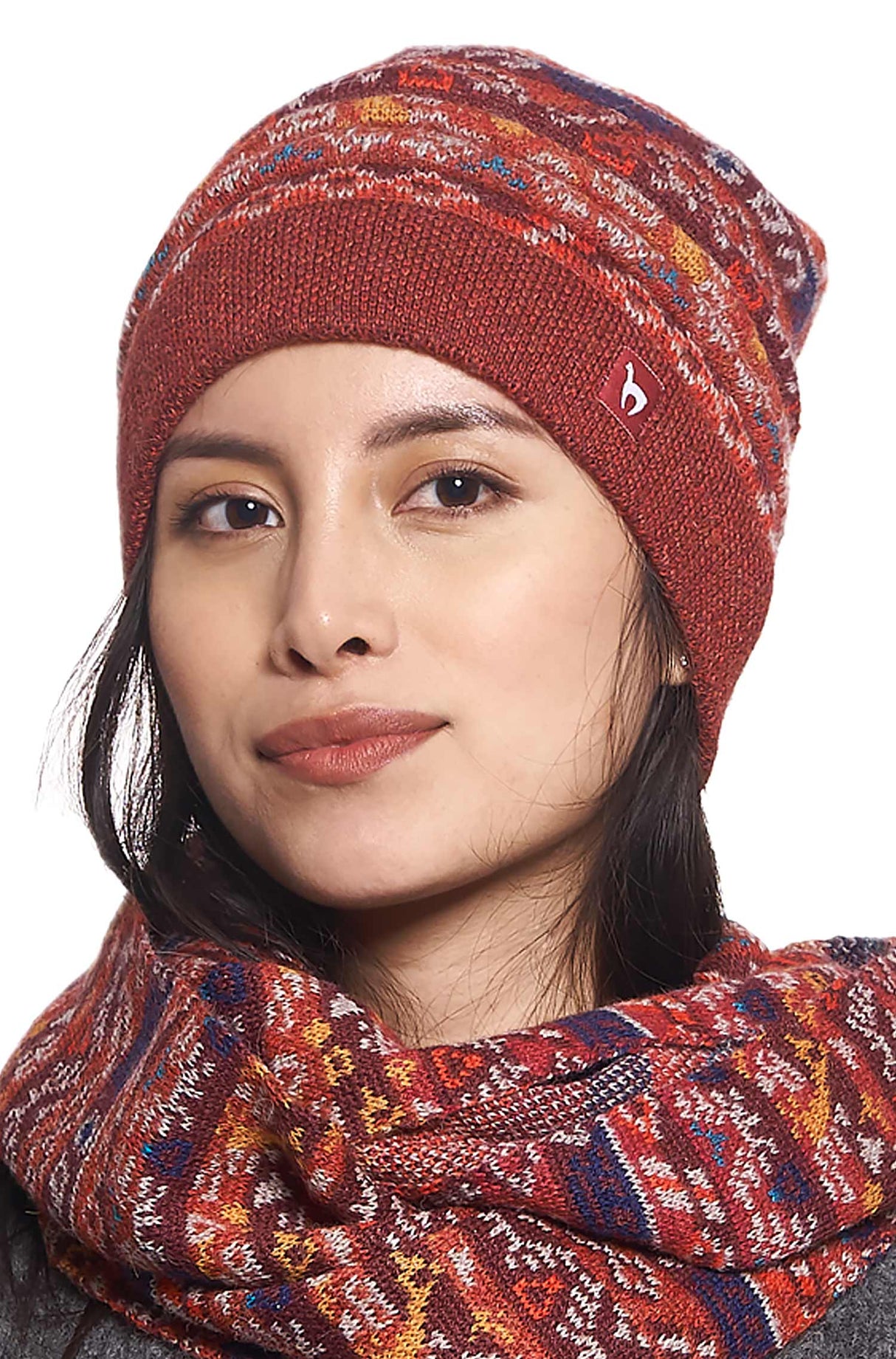 Jacquard Beanie with Perfect Fit Made of 100% Alpaca