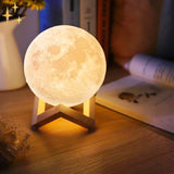 16 Color Moon Lamp with Remote Control on Wooden Stand for Relaxing Sleep