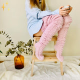 Long Woven Thigh High Socks with Romantic Braided Pattern for Winter