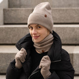 Warm Merino Wool Hat and Gloves Set for Women