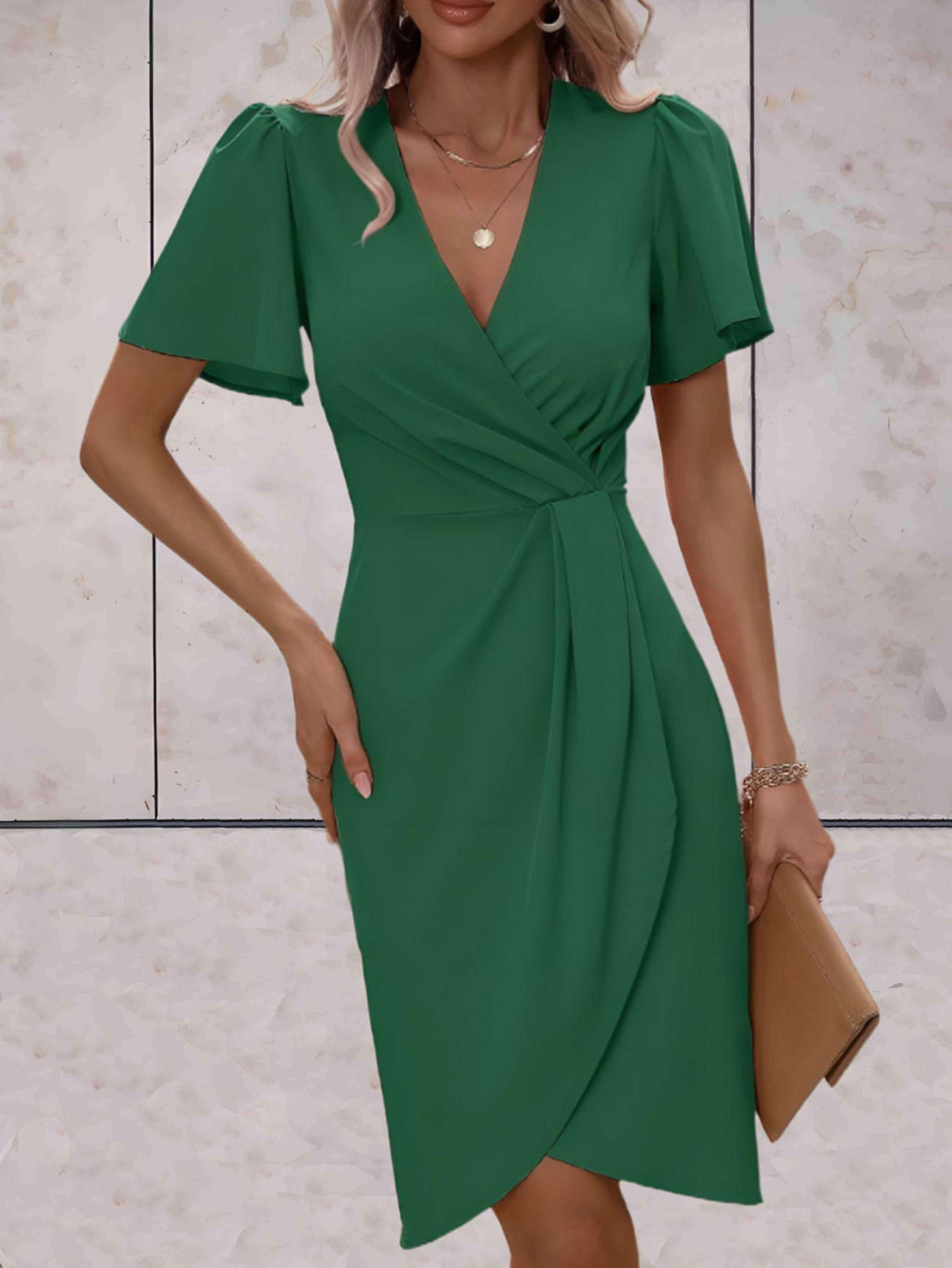 GraceWrap - Classic Wrap Dress with Elegant V-Neck