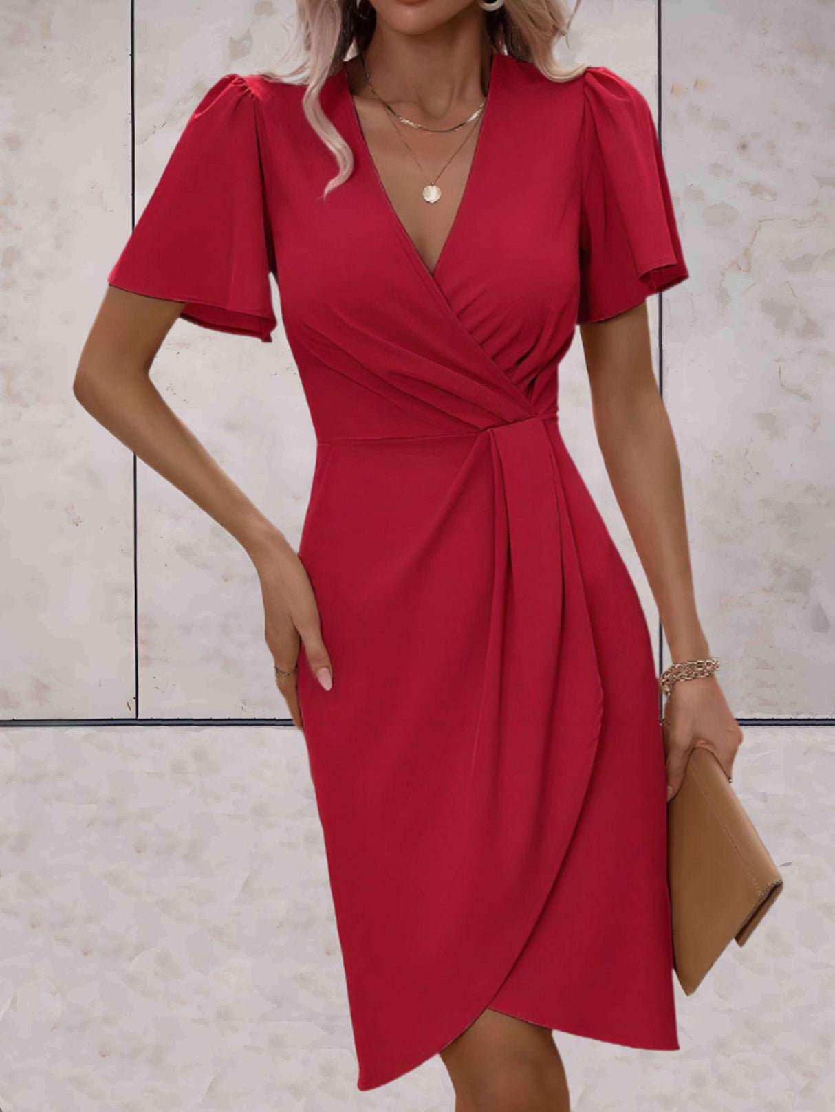 GraceWrap - Classic Wrap Dress with Elegant V-Neck