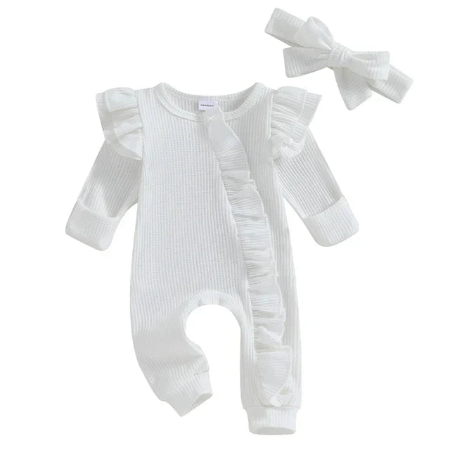 Luna Delight | Baby Romper Set - Elegant Baby Jumpsuit with Matching Headband