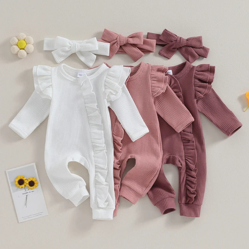 Luna Delight | Baby Romper Set - Elegant Baby Jumpsuit with Matching Headband