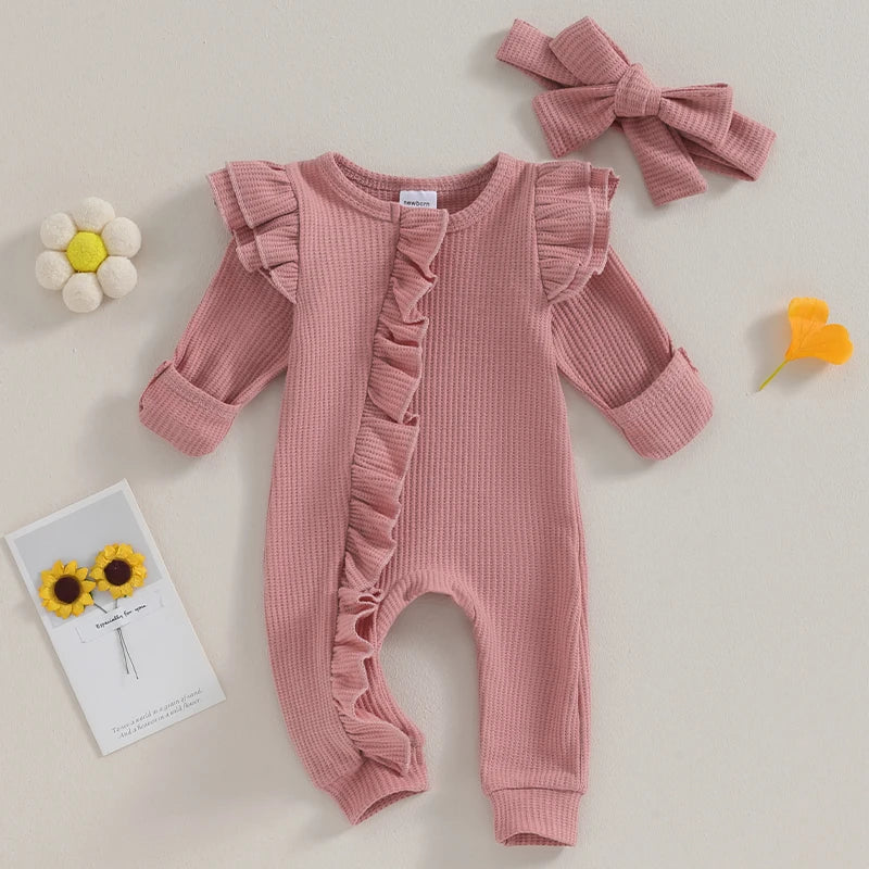 Luna Delight | Baby Romper Set - Elegant Baby Jumpsuit with Matching Headband