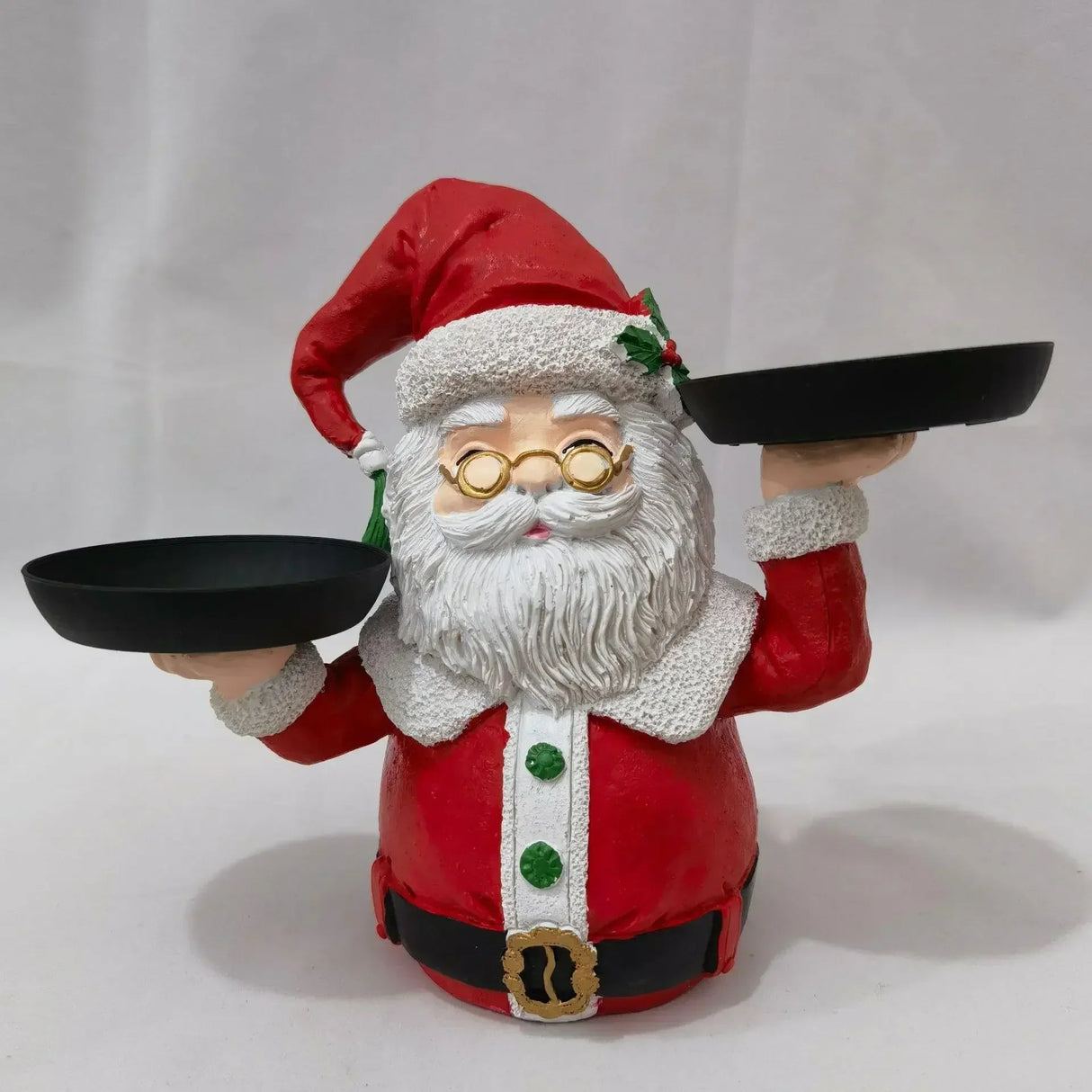 SantaServe - Santa Claus Statue with Snack Holder - Decorative Santa Statue for Snacks and Fruits