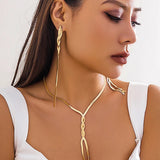 TimelessElegance - V Chain, Bracelet and Earrings 3 Piece Set