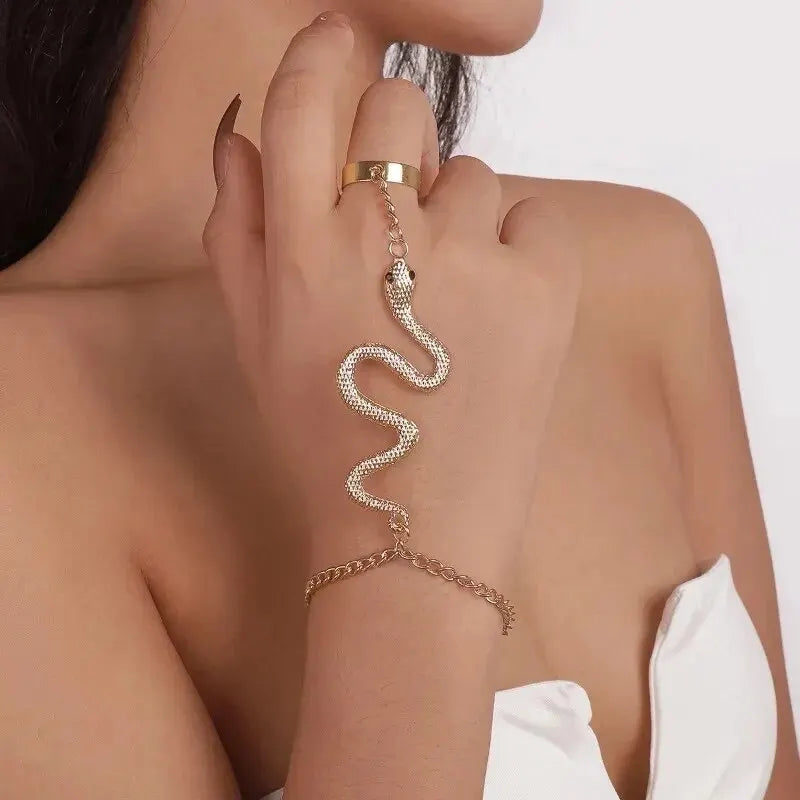 SerpentElegance - Snake Bracelet and Ring Set