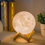 16 Color Moon Lamp with Remote Control on Wooden Stand for Relaxing Sleep