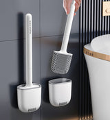 Silicone Toilet Brush with Antibacterial Design and Wall Mount