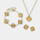 Gold-Plated Jewelry Set with Fireblade for Women - Necklace, Bracelet, and Earrings