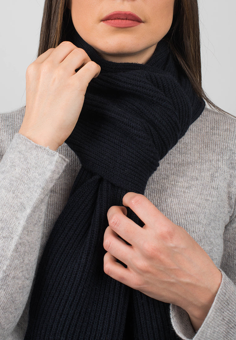 Ribbed Structure Scarf 100% Cashmere for Winter Style