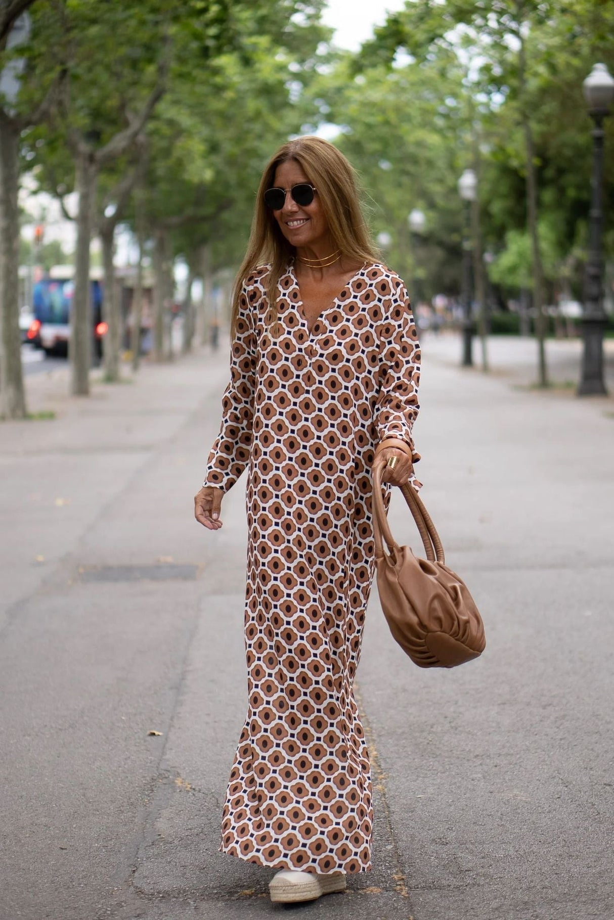 Maxi Dress with Trendy Print and Elegant Fit