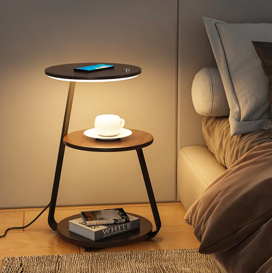 Multifunctional Table with LED Lamp and Wireless Charger