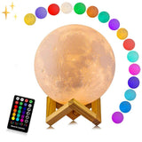 16 Color Moon Lamp with Remote Control on Wooden Stand for Relaxing Sleep