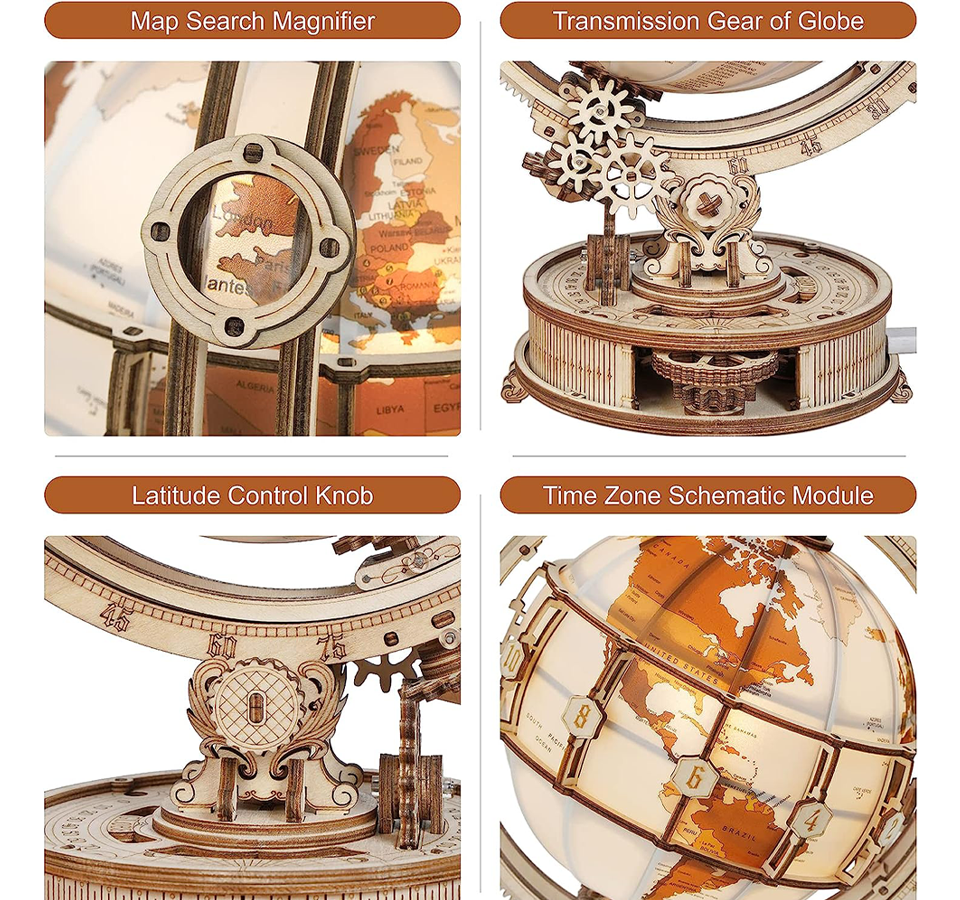 Illuminated Globe Night Light and 3D Wooden Puzzle