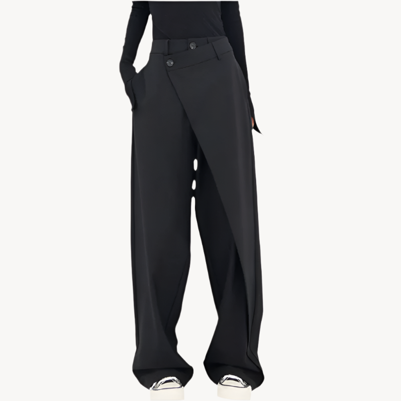 Asymmetrical Waist Women's Pants for a Slim Silhouette