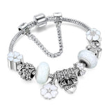 925 Silver Flower Design Charm Bracelet