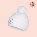 Hat with Heart Logo and Pom-Pom for Cold Days