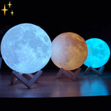 16 Color Moon Lamp with Remote Control on Wooden Stand for Relaxing Sleep